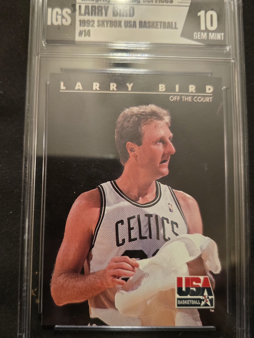 GEM MINT 10 NBA Larry Bird USA Trading Card - White, Black, Red